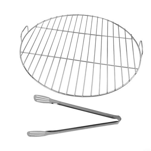 Runder Edelstahl-Grillrost mit Griff für Weber 7432 und kompatible 57 cm Kugelkohlegrills, gebaut, um hoher Hitze und starker Beanspruchung standzuhalten (55 cm) von CWOQOCW