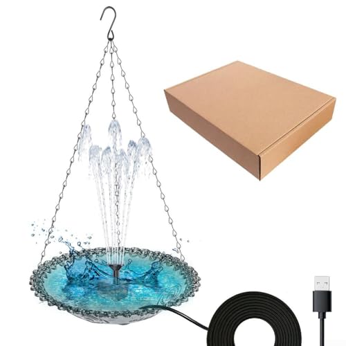 Schwimmender Vogeltränken-Brunnen mit 4 austauschbaren Düsen und 1 5 Meter Kabel, entworfen für Outdoor-Gartendekoration (grau) von CWOQOCW