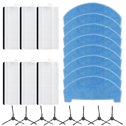 Seitenbürsten Filter und Wischtuch Set für ILIFE V3x Saugroboter und Wischmopp Ersatz für gründliche Schmutz- und Staubentfernung (B) von CWOQOCW