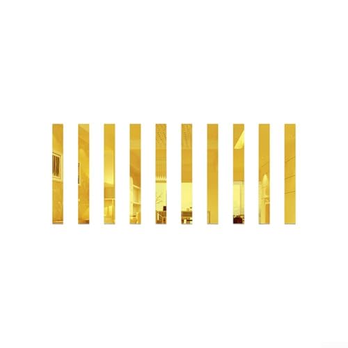 Set mit 10 langen Acryl-Wandaufklebern mit Selbstfunktion, entworfen für modernen, dekorativen Spiegelstil und anpassbare Wandanwendung (5 cm x 35 cm, 10 Stück Gold) von CWOQOCW