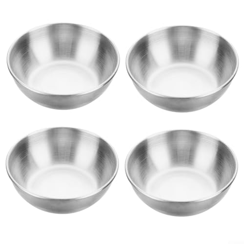 Set mit 4 Dipschalen aus Edelstahl, perfekt für Saucen und Snacks, entworfen für eine lange Lebensdauer (Silber) von CWOQOCW