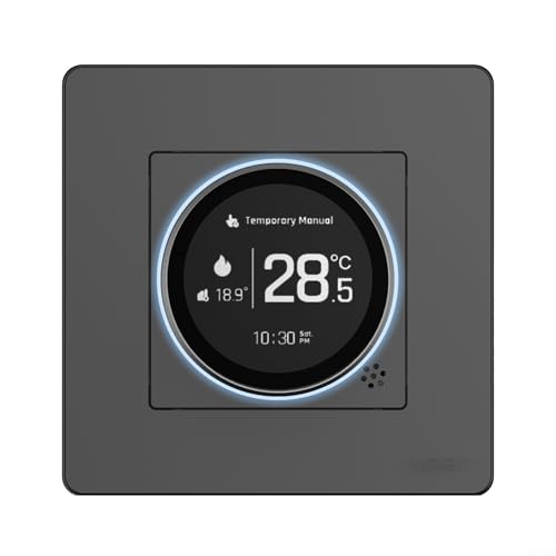 Smart Knob Thermostat für Tuya mit einstellbarer Helligkeit und mehrsprachiger Unterstützung für Heimheizungen (GA-Schwarz) von CWOQOCW
