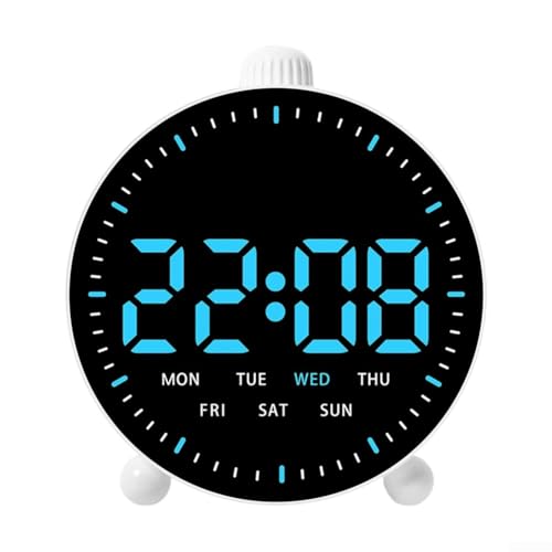Smart-LED-Wecker mit zwei Alarmen, Countdown-Timer und Datumsanzeige mit springenden Sekunden für verbesserte Zeitmessung (weiß) von CWOQOCW