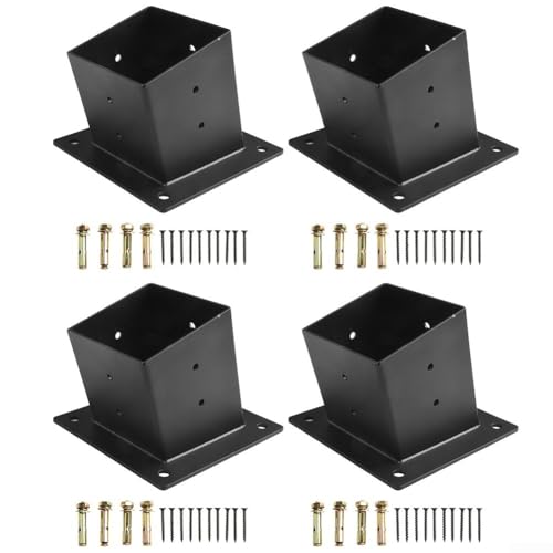 Stabile Pergola-Halterungen für schräge Dächer, perfekte Passform für 10,2 x 10,2 cm Holzpfosten mit Installationswerkzeugen (4 Stück) von CWOQOCW