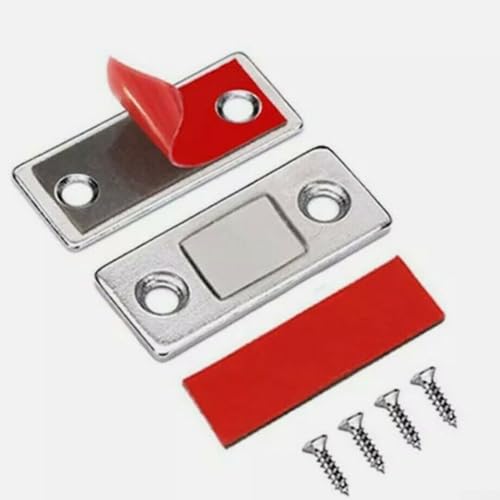 Starker magnetischer Lockstoff für Schranktüren, 4 Sätze Türverriegelungsmechanismen (Silber) von CWOQOCW