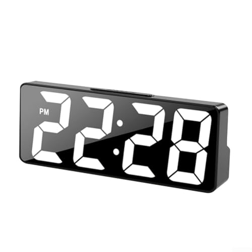 Stilvolle Digitaluhr mit Schlummerfunktion, 12/24-Stunden-Format und Temperaturanzeige für Wohnzimmer (schwarz) von CWOQOCW
