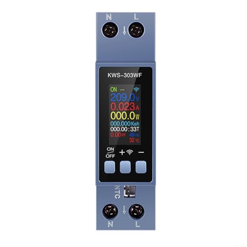 TFT-Farbbildschirm AC Leistungsmesser Wifi, Smart Meter Energiemonitor, Spannung Strom Frequenz Energiemonitor für Home Factory Mall (KWS-303WF) von CWOQOCW
