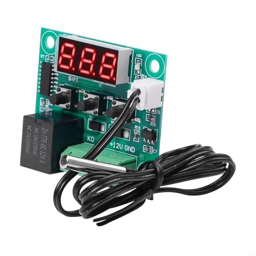 Temperaturregler 12V Digitales Thermostat mit Sensorrelaisschalter für W1209, genaue Messung und Steuerung mit 10A Ausgangsrelais (rotes Licht) von CWOQOCW
