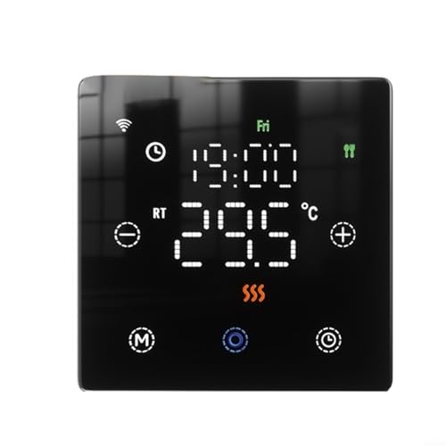 Touchscreen programmierbar für Tuya für Zigbee Smart Thermostat für Gaskessel, programmierbarer Temperaturregelungsschalter funktioniert mit Alexa Sprachsteuerung (schwarz) von CWOQOCW