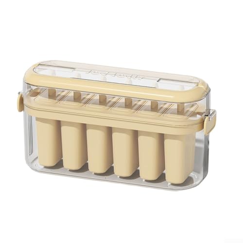 Tragbare Eiscreme-Formen für Eis am Stiel, 6 Mulden, Design zur Herstellung von Säften und verschiedenen Leckereien (Beige) von CWOQOCW