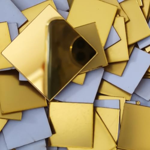 Verwandeln Sie Räume mit 100 Stück Glasspiegel-Aufklebern, 50 x 50 mm, für DIY-Discokugel-Bastelarbeiten (Gold) von CWOQOCW
