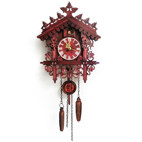 Wanduhr mit Handarbeit Vintage Kuckucksuhr Baumhaus Schaukel Design für Zuhause, Büro und Schlafzimmer Wände (KB-201) von CWOQOCW