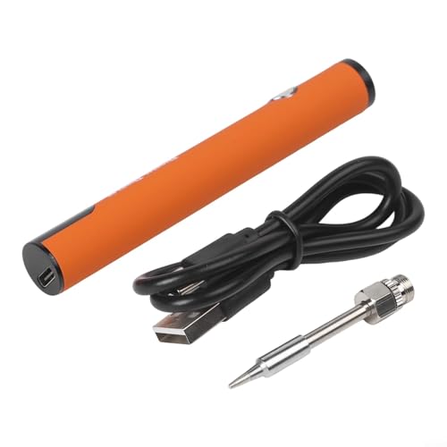 Wiederaufladbarer Lötkolben, 650 mAh Akku mit intelligenter LED-Anzeige und USB-C-Aufladung für Handwerk und Heimwerker (Orange) von CWOQOCW