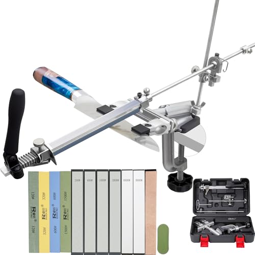 CWOVRS Messerschärfsystem, RX-009 Messerschärfer Profi 360° Flip Drehung mit festem Winkel, Präzise Slider, Küchenchef-Messerschärfer Set mit 4 Schleifsteine + 6 Diamantsteine von CWOVRS