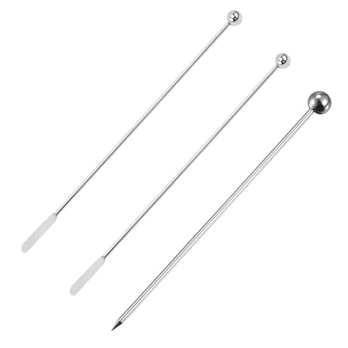 2 Stück Rührstäbchen, 1 Stück Fruchtnadel, Kaffeerührer, Cocktailrührer, Getränkerührer, Heißgetränkrührer, Cocktailstab Aus Metall 2 Stück Rührstäbchen, 1 Stück Fruchtnadel, Kaffeerührer, Cocktailrührer, Getränkerührer, Heißgetränkrührer, Cocktailstab Aus Metall von CWPFVQA