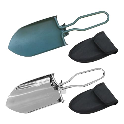 2 Stück Strandschaufel Mit 2 Stück Schwarzer Aufbewahrungstasche, Mini-Klappschaufel, Edelstahl-Gartenschaufel, Campingschaufel, Outdoor-Schaufel, Tragbare Schaufel von CWPFVQA