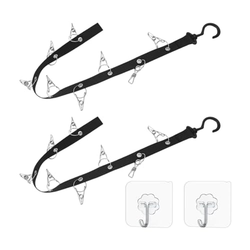 2-Teilige Lange Hutablage Mit 2-Teiligen Haken, Hutablage, Vertikale Hutablage Mit 16 Clips, Hut-Organizer, Wandmontierte Hutablage von CWPFVQA