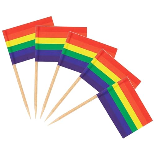 300 Stück Regenbogenfahnen, Pride-Flaggen, Pride-Partydekorationen, Pride-Kuchenzubehör, Zahnstocher-Regenbogenfahnen von CWPFVQA
