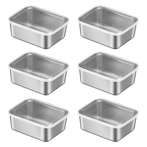 6-Teilige Frischhaltebox, Edelstahl-Lebensmittelbehälter Mit Deckel, Frischhaltedosen, Feinkostbehälter, Snackbehälter, Maschinenwaschbare Lebensmittelbehälter-Set von CWPFVQA