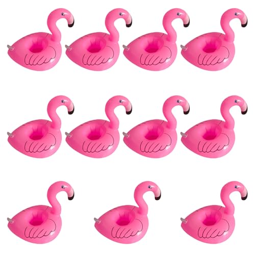 CWPFVQA 11 Stück Flamingo-Untersetzer, Aufblasbarer Untersetzer, Strand, Pool-Getränkehalter, Schwimmender Bierhalter, Getränkebecherhalter, Getränkedosenhalter, Wasservorräte von CWPFVQA