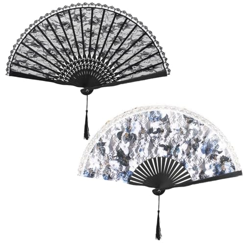 CWPFVQA 2 Stück Spitzen-Faltfächer, Retro- Und Elegantes Design, Handgefertigt, Unverzichtbar Für Die Abkühlung Im Sommer, Tragbare Faltfächer, Geeignet Für Verschiedene Anlässe CWPFVQA 2 Stück Spitzen-Faltfächer, Retro- Und Elegantes Design, Handgefertigt, Unverzichtbar Für Die Abkühlung Im Sommer, Tragbare Faltfächer, Geeignet Für Verschiedene Anlässe von CWPFVQA