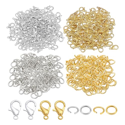 CWPFVQA 400 Stück Galvanisierte Karabinerverschlüsse, 400 Stück Mini-Kettenschnallen, Schmuck-Gliederschnallen, Offene Mini-Schnallen, Halskettenschnallen, DIY-Schmuckherstellungsschnallen von CWPFVQA