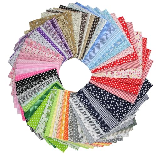 CWPFVQA 56 Stück Einfarbiger Stoff, Floral Karierte Baumwolle, Gepunktete Baumwolle, Pflanzenblumenstoff CWPFVQA 56 Stück Einfarbiger Stoff, Floral Karierte Baumwolle, Gepunktete Baumwolle, Pflanzenblumenstoff von CWPFVQA
