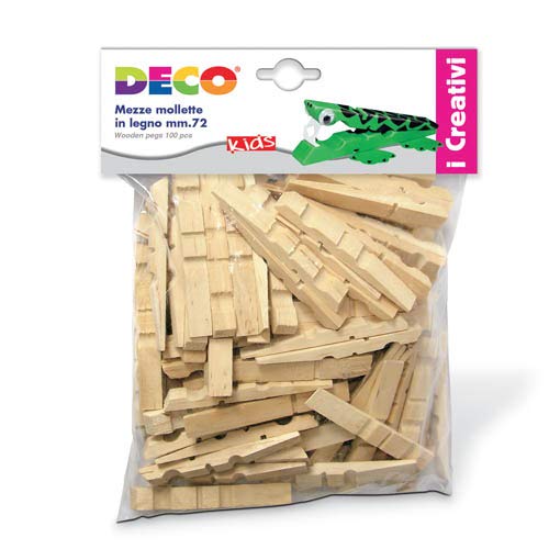 CWR 5 x Halbe Holzklammern 72 mm, Beutel mit 100 Stück – Packung mit 500 Stück von CWR