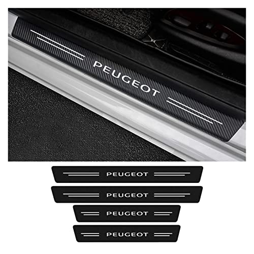 CWWHY 4 StüCk Auto Äußere Schutz Einstiegsleisten Türschweller für Peu-geot 407 308 408 508 Protector Door Sill Kick Plates, Kohlefaser Rutschfestes Anti-Kratz Außentürschwellen Sticker Zubehör von CWWHY