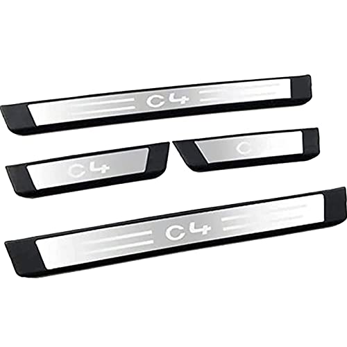 4 Stück Edelstahl Auto Einstiegsleisten für Citroen C4 2008 2009 2010 2011 2012 2013 2014 2015 2016, Door Türschweller Plates Protector mit Stark Klebendem Car Styling ZubehöR von CWWHY