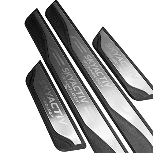 4 Stück Edelstahl Auto Einstiegsleisten für Mazda 3 6 CX-5 2014 2015 2016 2017 2018 2019, Door Türschweller Plates Protector mit Stark Klebendem Car Styling ZubehöR von CWWHY