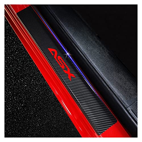 CWWHY 4 Stück Kohlefaser Auto Einstiegsleisten Schutz für Mitsu-bishi ASX, Willkommen Pedal Scuff Guard Anti-Rutsch Styling Dekoration Zubehör, Red von CWWHY