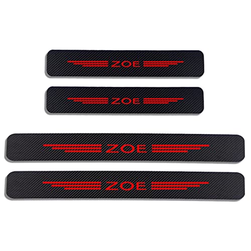 CWWHY Auto Kohlefaser Einstiegsleisten Für Ren-ault ZOE Tuning Zubehör 4 STÜCKE Auto Scuff Plate Türschwelle Sill Aufkleber, Red von CWWHY