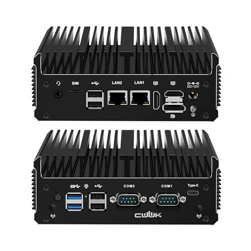 CWWK Mini PC Fanless, Celeron J6412 Industrial Mini Computer mit 2 x COM RS232/RS485 Ports, 2 x i226-V 2.5GbE LAN, C1 Micro PC mit 16GB RAM und 128GB SSD, 3-Display, USB-C, WiFi/BT CWWK Mini PC Fanless, Celeron J6412 Industrial Mini Computer mit 2 x COM RS232/RS485 Ports, 2 x i226-V 2.5GbE LAN, C1 Micro PC mit 16GB RAM und 128GB SSD, 3-Display, USB-C, WiFi/BT von CWWK