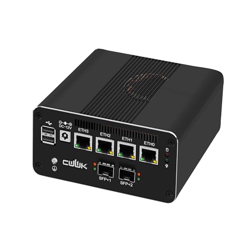 CWWK N100 Mini PC Firewall Appliance, 2 x 10GbE SFP+ Mini Computer mit 4 x i226-V 2,5GbE LAN, S3 OPNsense Micro PC DDR5 32GB RAM 1TB SSD, 4K Triple Display, USB-C, TF, AES-NI CWWK N100 Mini PC Firewall Appliance, 2 x 10GbE SFP+ Mini Computer mit 4 x i226-V 2,5GbE LAN, S3 OPNsense Micro PC DDR5 32GB RAM 1TB SSD, 4K Triple Display, USB-C, TF, AES-NI von CWWK