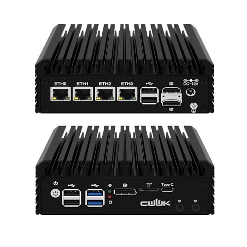 CWWK N100 Mini-PC Firewall Appliance, OPNsense Mini-Computer mit 4 x i226V 2.5GbE LAN, F1 Fanless Micro-PC DDR5 16GB RAM 1TB NVMe SSD, 2*HD+DP+Type-C 4K Anzeige, TF, AES-NI CWWK N100 Mini-PC Firewall Appliance, OPNsense Mini-Computer mit 4 x i226V 2.5GbE LAN, F1 Fanless Micro-PC DDR5 16GB RAM 1TB NVMe SSD, 2*HD+DP+Type-C 4K Anzeige, TF, AES-NI von CWWK