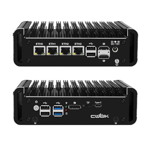 CWWK N150 Mini PC Fanless, Firewall Appliance Mini Computer mit 4 x 2.5GbE i226-V LAN, F3 OPNsense Micro PC DDR5 ohne RAM/SSD/OS Barebone, TF, 2 x HD+DP+USB-C 4K Display, AES-NI CWWK N150 Mini PC Fanless, Firewall Appliance Mini Computer mit 4 x 2.5GbE i226-V LAN, F3 OPNsense Micro PC DDR5 ohne RAM/SSD/OS Barebone, TF, 2 x HD+DP+USB-C 4K Display, AES-NI von CWWK