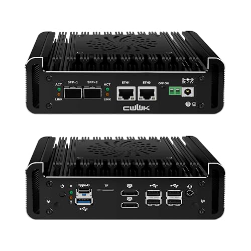 CWWK N305 Mini PC Firewall Appliance, 2 x 10GbE SFP+ Mini Computer mit 2 x i226-V 2.5GbE LAN, S1 OPNsense Micro PC DDR5 32GB RAM 1TB NVMe SSD, Dual 4K Display, USB-C, TF, AES-NI CWWK N305 Mini PC Firewall Appliance, 2 x 10GbE SFP+ Mini Computer mit 2 x i226-V 2.5GbE LAN, S1 OPNsense Micro PC DDR5 32GB RAM 1TB NVMe SSD, Dual 4K Display, USB-C, TF, AES-NI von CWWK