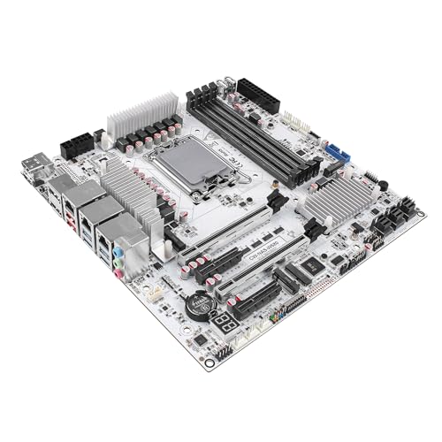CWWK W680 NAS Motherboard Micro ATX 12 Bay, LGA 1700 mATX Weiß PC Mainboard mit 10GbE&2 * 2.5GbE RJ45 LAN, 4 x DDR5 Desktop RAM (Support ECC), 3 x NVMe, PCIe5.0 x16, vPro, USB-C von CWWK