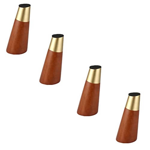 CWYP-038 MöBelbeine Massivholz Sofabeine Eiche Tischbeine mit Gold Messing Abdeckung Konisch Ersatz SchrankfüßE Gerade/Schräger FüR StüHle Bank Couchtisch Nachttisch,4 Stück (20cm,Schräger Fuß) von CWYP-038