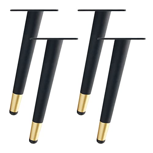 CWYP-038 Tischbeine Metall Mobelbeine Schwarz Gold Höhe:10-55 cm Couchtisch/TV Tisch/Beistelltische/Kommode/Nachttisch Beine Kegel Tischfüße Eisen | Galvanikfläche,4 Stück Möbelfüße (35cm,Schräge) von CWYP-038