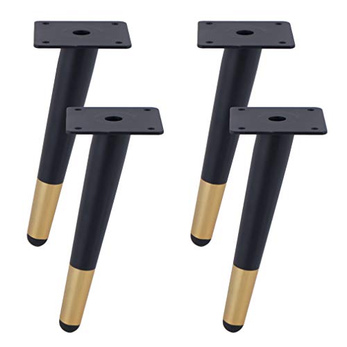 CWYP-038 Tischbeine Metall Mobelbeine Schwarz Gold Höhe:10-55 cm Couchtisch/TV Tisch/Beistelltische/Kommode/Nachttisch Beine Kegel Tischfüße Eisen | Galvanikfläche,4 Stück Möbelfüße (17cm,Schräge) von CWYP-038