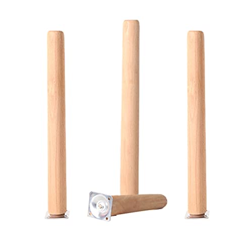 CWYP-043 4 Stück Holz Tischbeine, Massivholz Konisch Ersatz Möbelfüße Möbelbeine mit Montageplatten & M8 Schrauben für Sofa Bett Schrank Couch Stuhl(Size:65cm) von CWYP-043