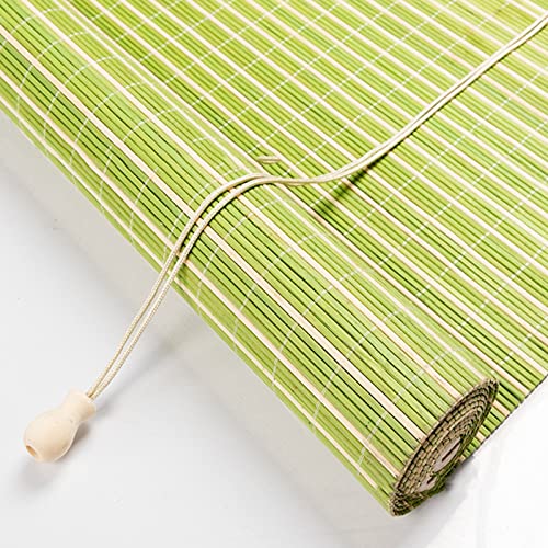 CWYP-043 Grün Weiß Bambus Rollo Jalousine Bambusrollo,Lichtfilter-Rollläden für Den Außenbereich, Innenhof und Tür,Naturmaterialien,Schnurzugrollo Vorhang(Size:60x140cm/24x55in) von CWYP-043