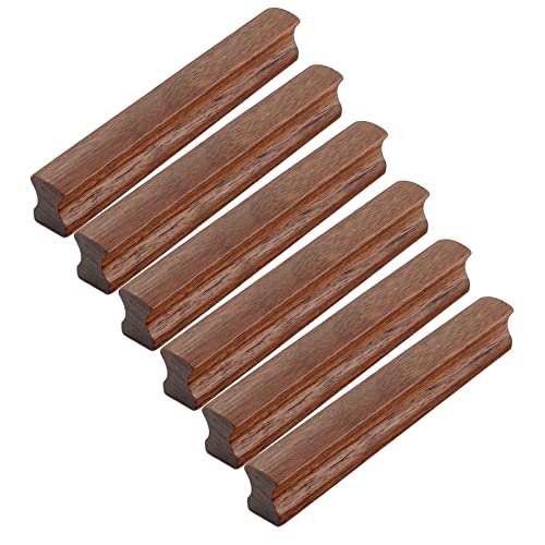 CWYP-40 6 Stück Holz Schrankgriffe Möbelgriffe Massivholz Schwarznuss Küchengriffe Schrank Türgriff Garderobe ?Ziehgriffe Dekorative Schubladengriffe Inkl Schrauben (Lochmitten:96mm,holzfarbe) von CWYP-40
