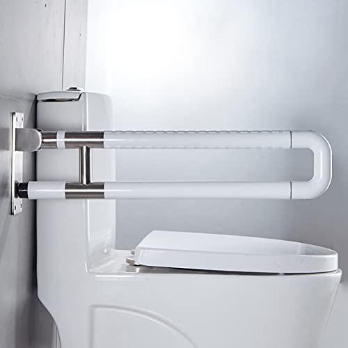 STÜTZKLAPPGRIFF WANDGRIFF Edelstahl Wandstützgriff Klappbar WC Haltegriff Klappbar Wandhalterungs Handicap Haltegriffe Haltegriff Safe Geländer Badewanne für Senioren Behinderte Schwangere Weiß (75cm) von CWYP-40