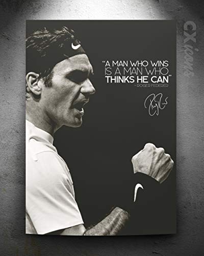 Roger Federer quote Zitat Foto gedrucktes Poster – aufgedruckte Unterschrift – 18 X 12 Inches (45 x 30 cm) - A man who wins von CX