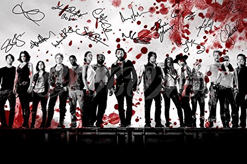 "The Walking Dead"-Kunstdruck, mit aufgedruckten Autogrammen, Blut-Design, Foto-Poster mit den Darstellern der Serie, Nr. 5, 30,5 x 20,3 cm (A4) von CX