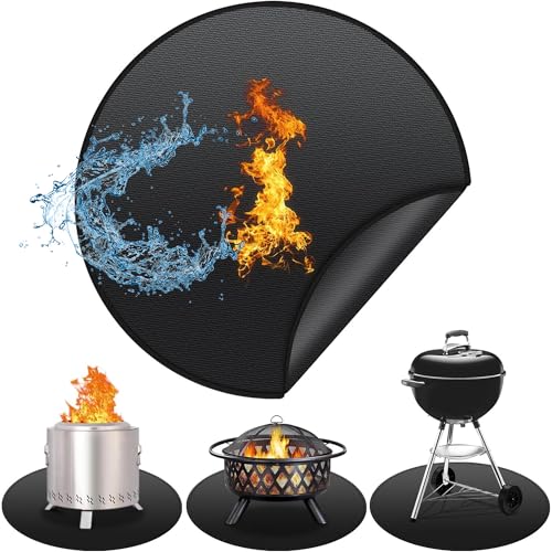 CXAFQ 24" Runde BBQ Grillmatte, Feuerhemmende, wasserdichte, Schützende Bodenmatte Für Barbecues Und Grills, Feuerfeste Feuerschalenmatte, ölbeständige wasserdichte Grillpads Für Den Außenbereich von CXAFQ