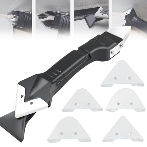CXAFQ Silikonentferner aus Edelstahl, Multifunktionale 3 in 1 Profi Silikon Werkzeug Schaber Set, Silikonentferner aus Edelstahl, Finishing Glätten-Entfernungs-Werkzeug, Geeignet für Küche, Bad. von CXAFQ